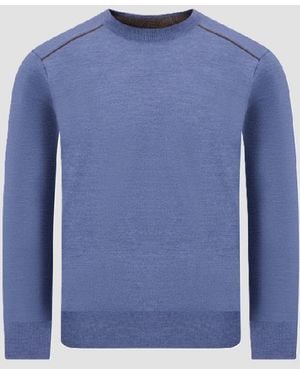 Paul & Shark Malla En Lana Pura Con Detalles Hombre Azul
