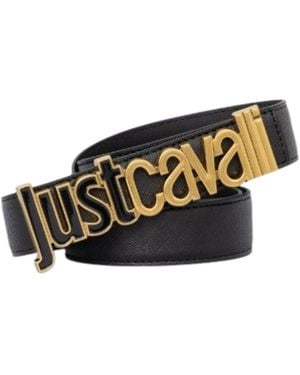 Just Cavalli Cinturon Cinturon Jc Letras De Metal - Negro