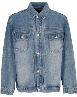 BBCICECREAM Jeans Hommes Script Logo Veste Denim Bleu Moyen Lavage