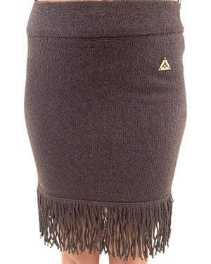 Akep Femme Minijupe Frange - Marron