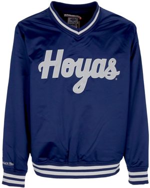 Mitchell &amp; Ness Ncaa Sideline Pullover Satin Jacket Geohoy - Blue