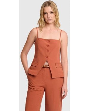 Kocca Top Met Bandjes En Knopen Vrouw Oranje