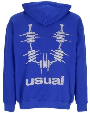 USUAL Lightweight Hooded Sweatshirt Og 3D Hoodie - Blue