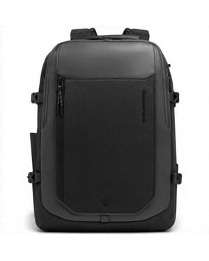 Piquadro Bagmotic Pro Leather And Fabric Backpack With Laptop 15.6' And Ipad - Black