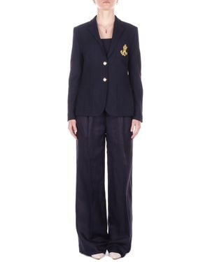 Ralph Lauren Pants 200P13458 003 Woven Wide Leg Pants - Blue