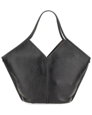 Hereu Leather Tote Bag Calella - Black
