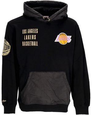 Mitchell &amp; Ness Sudadera Con Capucha Para Hombre Nba Team Og 2.0, Forro Polar, Logotipo Vintage Loslak, Colores Originales Del Equipo - Negro