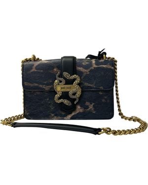 Just Cavalli Bolsa De Hombros De Mujeres Maculado Con Serpiente - Negro