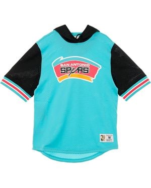Mitchell &amp; Ness Lightweight Hoodie Short Sleeve Nba Buzzer Beater Mesh Hoody Hardwood Classics Saaspu - Blue