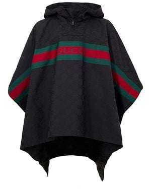 Gucci Mantella Negro Con Logo Web E Impresion De Monograma Gg