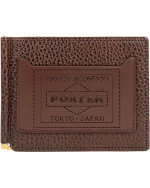 PORTER-YOSHIDA &amp; CO Glaze Leather Money Clip Wallet - Brown