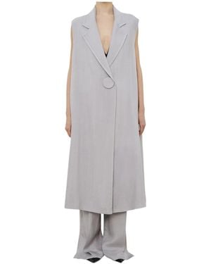 MEIMEIJ Vestido De Manga Larga De Las Mujeres Cierre Con Boton Maxi - Gris