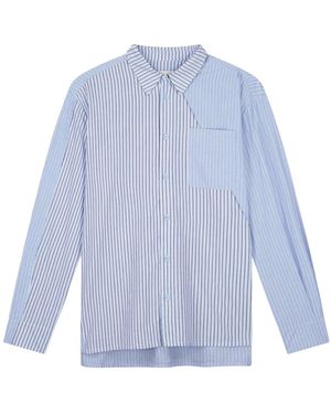 Arte' Asimetrical Long Shirt Striped Shirt Long Sleeves - Blue