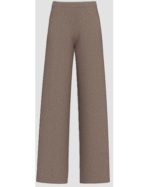 Marella Knitted Pants With Sequin Turtleneck - Brown