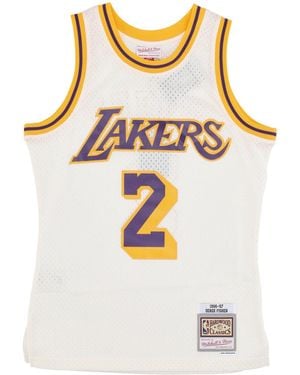 Mitchell &amp; Ness Debardeur De Basket-Ball Pour Hommes Nba Team Color Swingman Jersey Hardwood Classics 1996 No 2 Derek Fisher Loslak - Blanc
