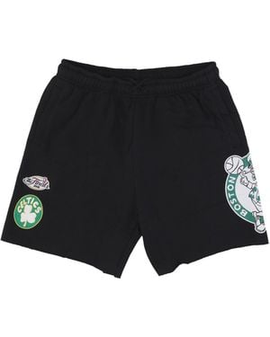 Mitchell &amp; Ness Pantalones De Chandal Cortos Sudadera De Hombre Nba Postgame Vintage Logo Forro Polar Corto Boscel Negro