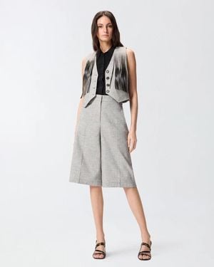 Pinko Angera Bermuda Flamed Linen Cotton Ss26 - White
