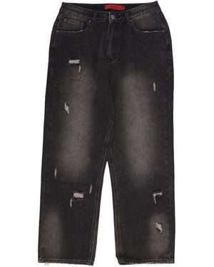 Acupuncture Jeans Loose Straight Denim Pants - Gray