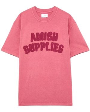 AMISH T-Shirt Jersey Logo Shadow Dust - Pink