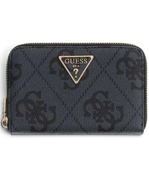 Guess Laurel Ii Slg Medium Zip Around Coal Logo - Blue