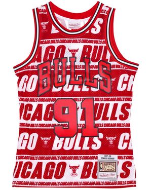 Mitchell &amp; Ness Debardeur De Basket-Ball Pour Hommes Nba Teamwrap Swingman Jersey Hardwood Classics No 91 Dennis Rodman 1997-98 Chibul Rouge