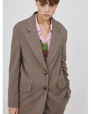 Silvian Heach Single -breasted Jacket In Check Check. Tone Sur Tone Buttons. Pga22433gc Marrone - Brown