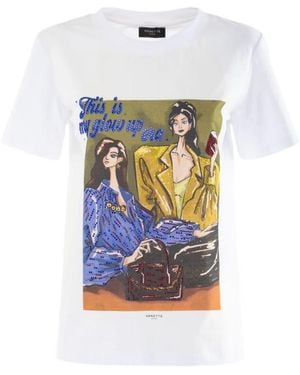 Nenette Camiseta Con Impresion De Mujer Blanca - Blanco