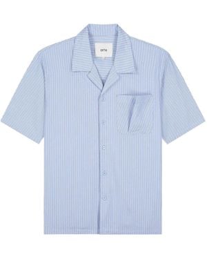 Arte' Camisa De Manga Corta De Manga Corta Patada De Bolsillo De Rayas - Azul