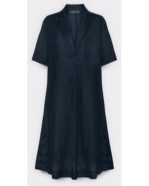 Elena Miro Vestido En Lino Azul Mujer