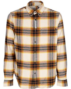 Timberland Long Sleeve Shirt L/S Heavy Flannel Plaid Shirt - Natural