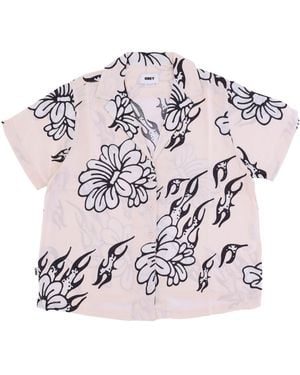 Obey Short Sleeve Shirt Flamin' Flowers Shirt - Pink