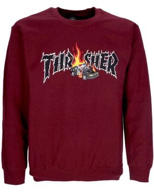 Thrasher Sweat-Shirt Cop Car Crewneck Pour Hommes, Marron - Rouge