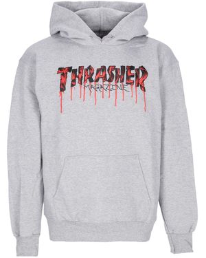 Thrasher Blood Drip-Hoodie Voor Licht Staal/Rood - Grijs