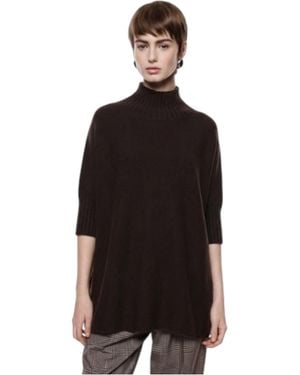Imperial Oversize Sweater Collar High Sleeve Three Quarters - Black
