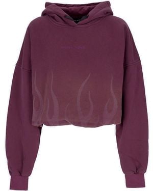 Vision Of Super Cropped Hoodie Corrosive Flames Hoodie - Purple