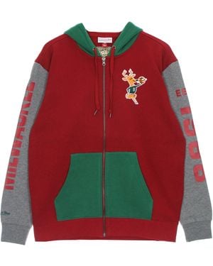 Mitchell & Ness Nba Full Zip Fleece Hardwood Classics Milbuc Zip Hoodie - Red