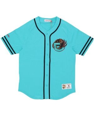 Mitchell & Ness Button Jacket Nba Fashion Cotton Button Front Vintage Logo Vangri - Blue