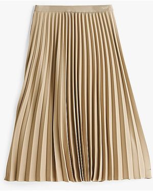 Tommy Hilfiger Gonna Fluid Pleated Pull On Midi Skirt - Natural
