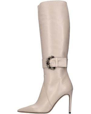 Tiffi Leather Lace-Up Ankle Boots - Natural