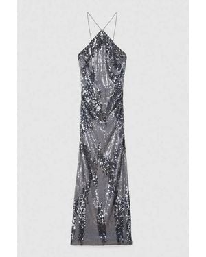 Patrizia Pepe Dress All Over Sequins - Gray