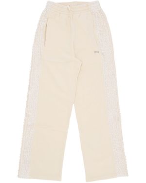 Arte' Lightweight Jumpsuit Flower Tape Pants - White