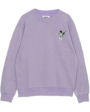 Doomsday Leichtes Herren-Sweatshirt Mit Rundhalsausschnitt „No More Space“ Bestickt, Rundhalsausschnitt, Flieder - Lila