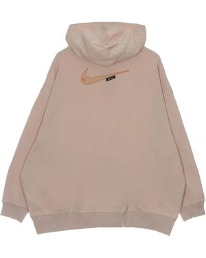 Nike Sweat A Capuche Leger Pour Femme, Vetements De Sport, Swoosh, Polaire, Rose Oxford/Curry Clair/Rose Whisper - Neutre