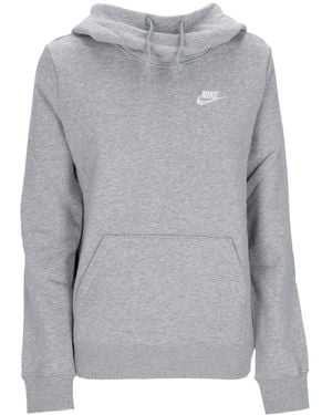 Nike Damen-Hoodie W Sportswear Club Fleece-Hoodie Mit Trichterkragen Dk Heather/Weib - Grau