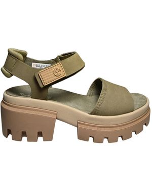 Timberland Shoes Everleigh Backstrap Sandal Light Taupe Nubuck - Metallic