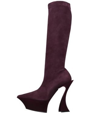 Mugler Damenstiefel Mit Fellfutter - Lila