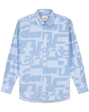 Arte' Camiseta Long Sleeve Allover Camiseta Allover Imprimir - Azul