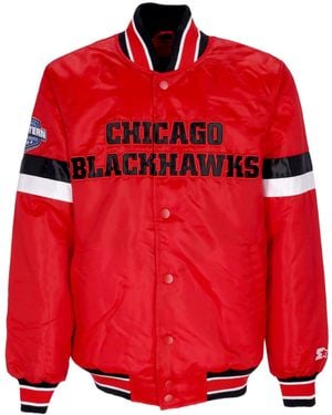 Starter Chaqueta Bomber Para Hombre Nhl Home Game Chaqueta De Saten Chibla - Rojo