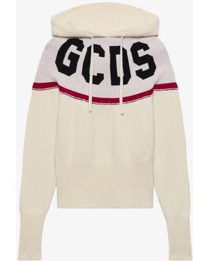 Gcds Sudadera Logo De Punto Capucha - Blanco