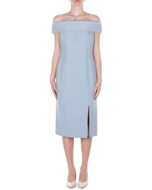 Ralph Lauren Vrouw Jurk 253982166 006 Geweven Bodycon Jurken Blauw